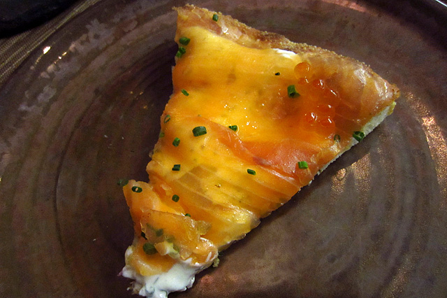 Smoked salmon pizza at Spago Beverly Hills
