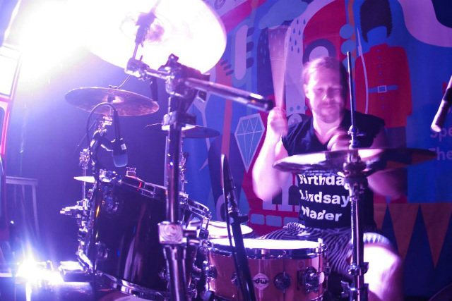 Trevor Easter on the drums at Juniperlooza