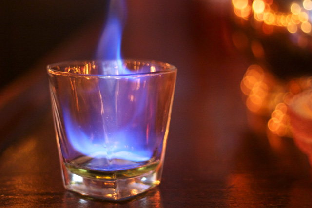 Flamed Chartreuse for The Big Shot at The Roger Room