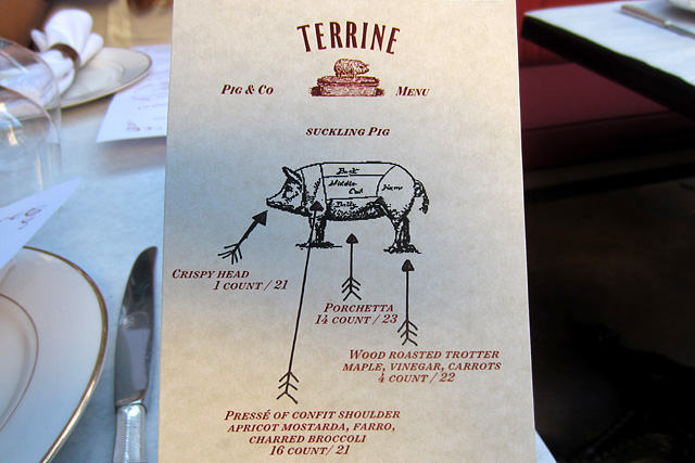 Pig & Co. menu at Terrine