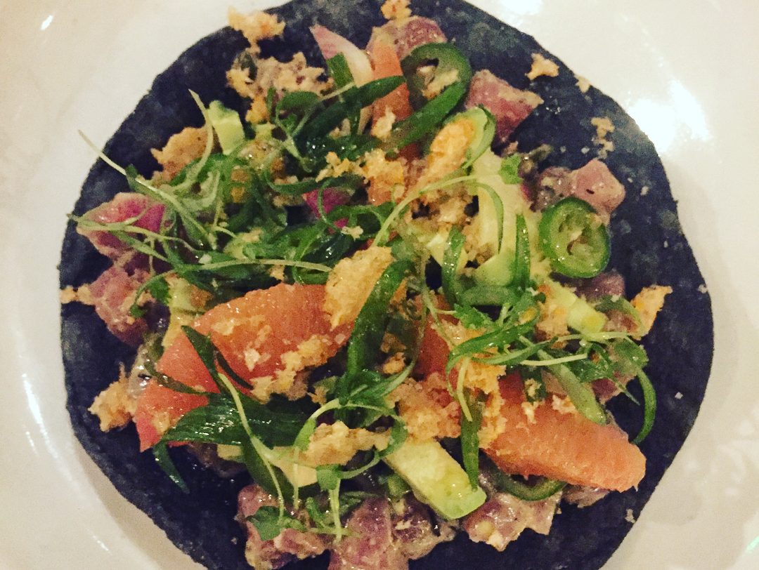 Thomas Bille created a tostada inspired by the Armonía cocktail