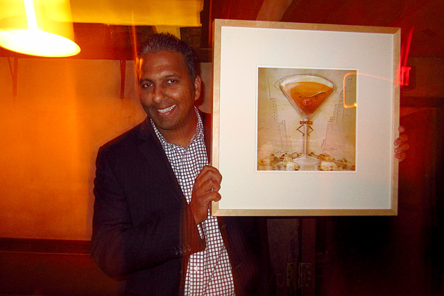 Nishant Narayan with Manhattan cocktail print