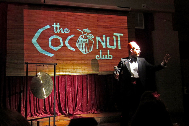 Darren Herczeg introduces a dinner course at The Coconut Club