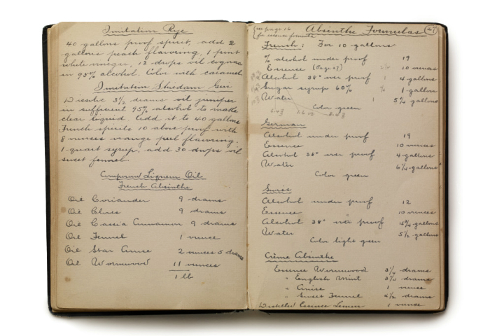 Imitation rye and absinthe formulas from “Lost Recipes of Prohibition”